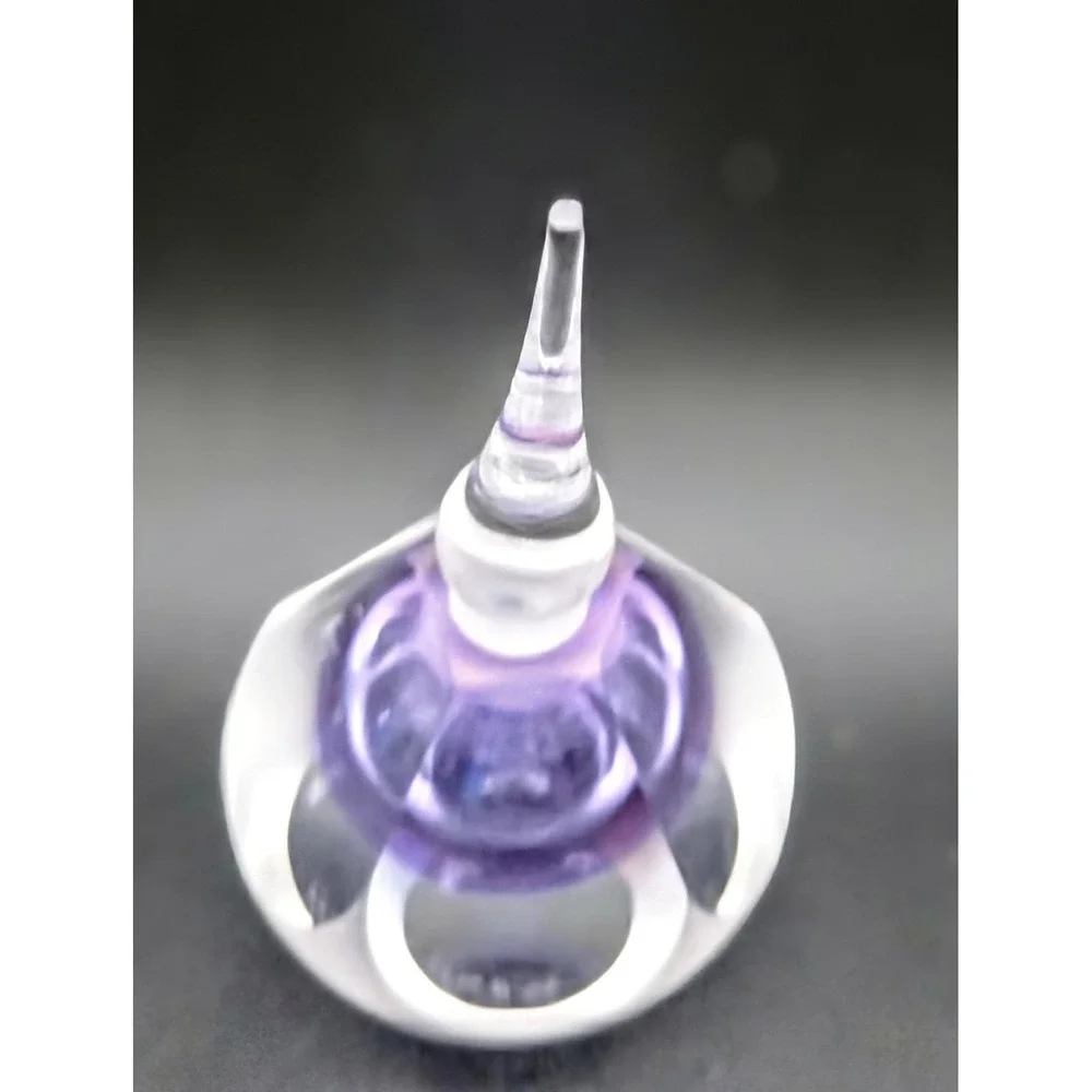Vintage Vandermark Art Glass Lavender Faceted Perfume Bottle W/ Dauber 4.75